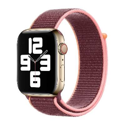 Plum Sport Loop - оригинална текстилна каишка за Apple Watch 42мм, 44мм, 45мм, 46мм, Ultra 49мм (розов-кафяв)