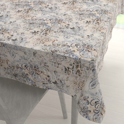 Biante Sametový obdélníkový ubrus Tamara TMR-057 Modro-zelený zámecký vzor na krémovém 80x120 cm