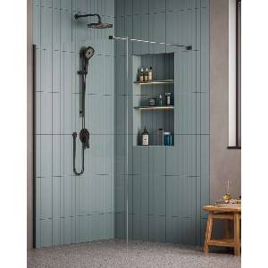 kielle Meara - Душ параван Walk-In 120x200 cm, черен мат/прозрачно стъкло 20726WI1204 (20726WI1204)