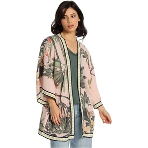 LOIS JEANS Дънки Lois jeans 10978 3/4 sleeve kimono - Beige / Pink (Tropical Print)