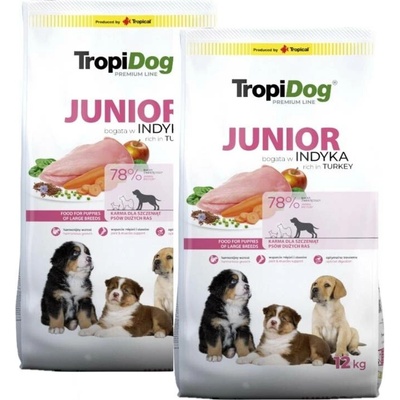Tropidog Premium Junior L s krůtím masem a rýží 2 x 12 kg