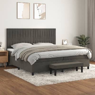 Petrashop 3137984 boxspring postel s matrací tmavě šedá samet