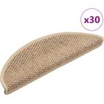 vidaXL Самозалепващи стелки за стълби вид сизал 30бр 56x17x3см пясъчни (3365867)