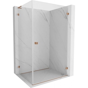 Mexen Lunar-B L дясна душ кабина 90 x 80 см, прозрачна, четкана мед - 832L-090-080-65-00-P (832L-090-080-65-00-P)