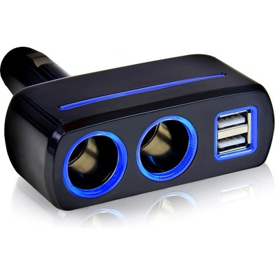 Mobilly разклонител за запалка, 2X USB, 80W, осветени CL изходи (XXX)
