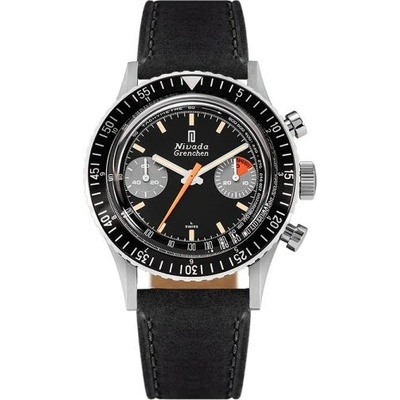 Nivada Grenchen Chronomaster Orange Boy SL Inter. Bezel Manual Black leather