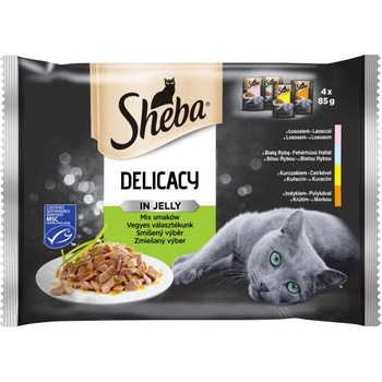 SHEBA Delicacy Fine Flake Zmes príchutí želé 13 x 4 x 85 g