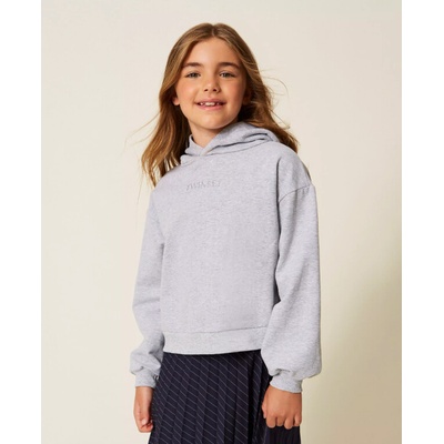 Twinset Girl mikina s kapucí a logem šedá
