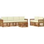 vidaXL Комплект дивани за открито 7 бр. Натурален и Крема (3384056)