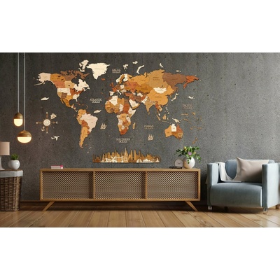 Nástenná drevená mapa sveta XL - Explorer - 200 x 125 cm
