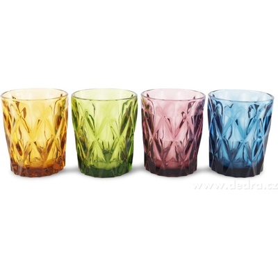 4 ks sada sklenic 270 ml, v pestrých barvách, s reliéf. povrchem