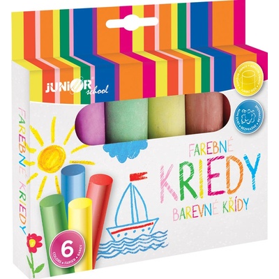 JUNIOR Křídy barevné/chodníkové JUNIOR kulaté 6 ks – Zbozi.Blesk.cz