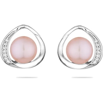 Image 1 of Swan Сребърни обици със сладководна розова перла и цирконий LA924EP Swan