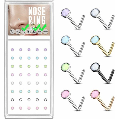 S4U Sada 40ti piercingů do nosu, 2,5 mm kámen 0,8 mm N0000-39