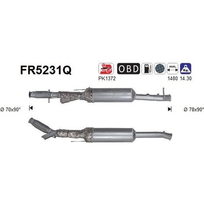Filtr sazových částic, výfukový systém AS FR5231Q
