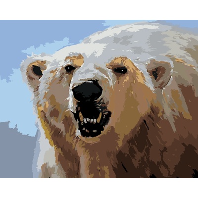 ZUTY Malování podle čísel LEDNÍ MEDVĚD UKAZUJÍCÍ ZUBY D RUSTY RUST Rozměr 40 x 50 cm Rámování vypnuté plátno na rám