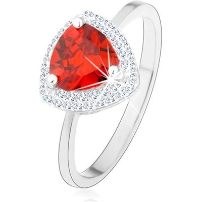 Šperky eshop prsten stříbro 925 zaoblený trojúhelník oranžový zirkon úzká ramena HH13.11