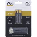 Well Акумулаторна батерия WELL, презареждаща се с USB-C кабел, микрокерамична (AAA) 400mAh, 2бр. /Cs ACCU-10440/40C-BL2-WL (ACCU-10440/40C-BL2-WL)