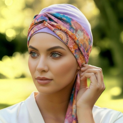 Ebbie bavlněný turban-lux LILAC CHIC MANDALA BAREVNÁ