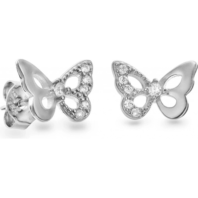 Again Jewelry Nežné strieborné náušnice Motýliky so zirkónmi AJNS0008