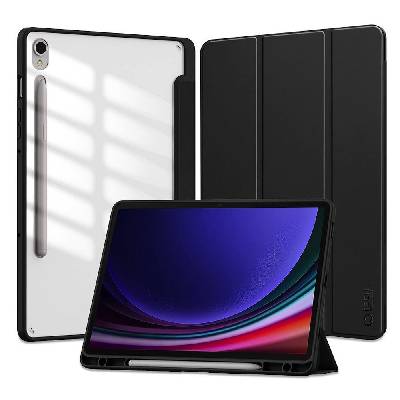 Кожен кейс и поставка за Samsung Galaxy Tab S9 (черен-прозрачен) - Tech-Protect SC Pen Hybrid Case (THP2192)