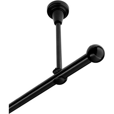 OK-GarnýžeCZ Garnýž kovová jednořadá 16mm Koule černá 360 cm do stropu / na tunýlek - bez kroužků
