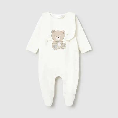 Mayoral Гащеризон дълъг и лигавник мече в Мръсно бял цвят за новородено момче Mayoral