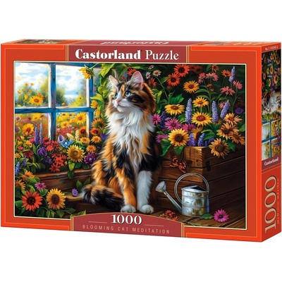 Castorland Пъзел Castorland от 1000 части - Котешка медитация сред цветя (105342)
