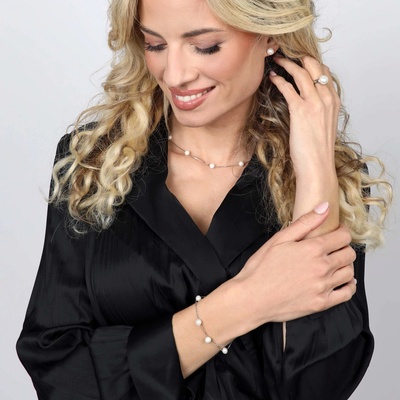 Pavona Stříbrný prsten s bílou říční perlou 25001.1