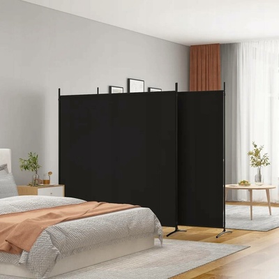zahrada-XL 3dílný paraván černá 525 x 180 cm textil