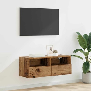 vidaXL TV стенен шкаф 80 x 30 x 30 см Старо дърво Инженерна дървесина (882928)