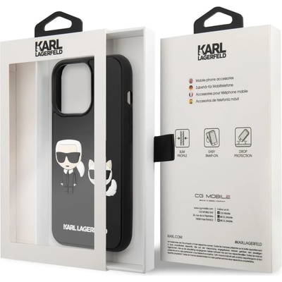 KARL LAGERFELD Гръб Karl Lagerfeld and Choupette 3D Case за iPhone 14 Pro - Черен (3666339077297)