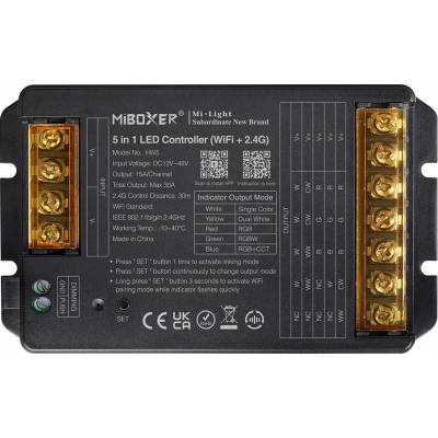 Miboxer Wi-Fi LED ovladač Mi-Light HW5 5v1 Mono/RGB/CCT 30A 12-48V