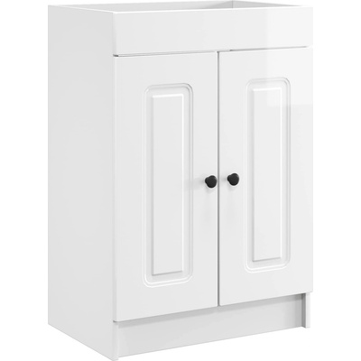 vidaXL Мебел под мивка за баня Бял гланц 56 x 37, 5 x 81 см (890008)