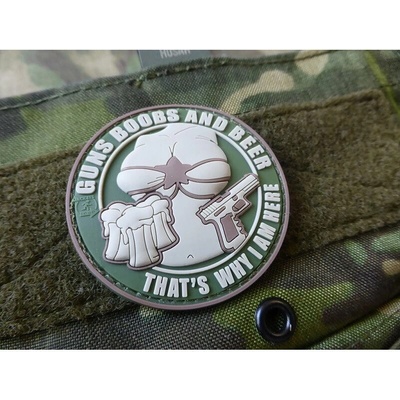 JACKETS TO GO Nášivka GUNS BOOBS AND BEER velcro plast MULTICAM