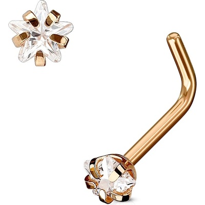 Šperky4U zlacený piercing do nosu hvězdička čirý kamínek N0067-RDC