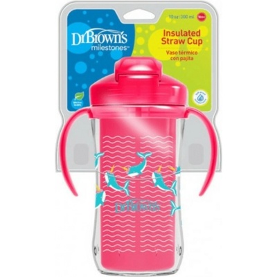 Dr.Browns TTermálne hrnček so slamkou Straw Cup 300ml ružová