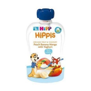 HiPP Био забавна плодова закуска от праскова, банан, манго и йогурт hipp, 6+ месеца, 100мл
