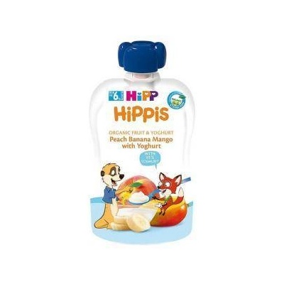 HiPP Био забавна плодова закуска от праскова, банан, манго и йогурт hipp, 6+ месеца, 100мл