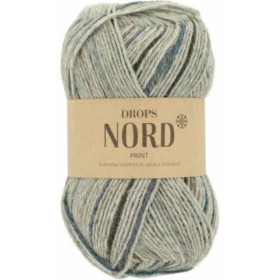 Drops Nord Print 100 sivá s modrou