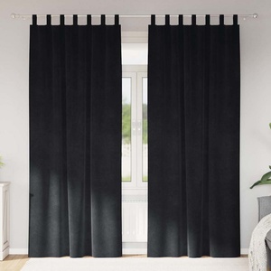 Pure Line Home Кадифени завеси в цвят черен с текстилни гайки (уши), 2 бр. , 140 x 225 см