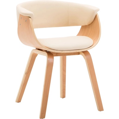 vidaXL Трапезен стол, кремав, извито дърво и изкуствена кожа (283130)