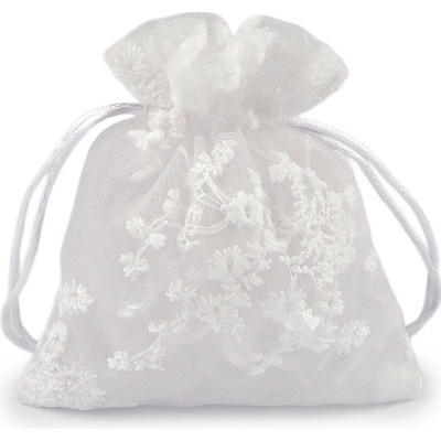 Dárkový pytlík vyšívaný 10x13 cm Varianta: 1 bílá, Balení: 10 ks