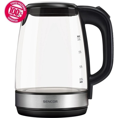 Sencor Стъклен чайник sencor swk 2080bk, 2l, 2200w, черен (swk 2080bk)