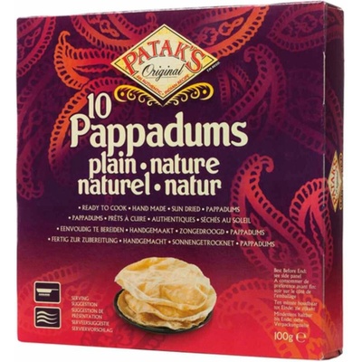 Pataks Indický chleba Pappadums Natural 10 ks 100 g