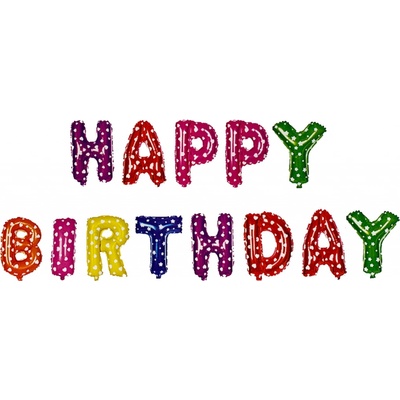 Fóliový balónik nápis Happy birthday farebný 35 cm B 1864