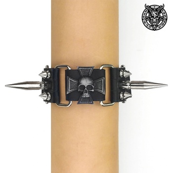 Image 1 of Leather & steel fashion гривна skull cross - lsf1 115