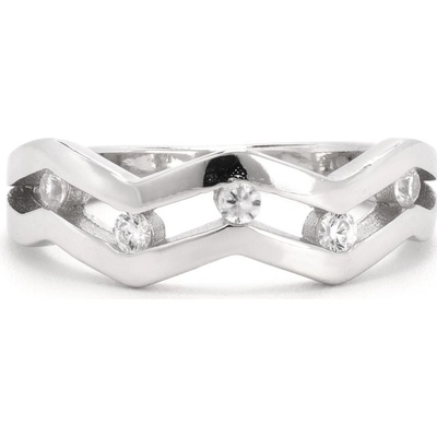 Rafity Stříbrný prsten ZigZag Sparkle se zirkony R0108 05