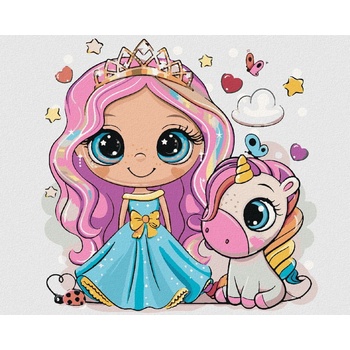 Zuty Maľovanie podľa čísel PRINCEZNA A DÚHOVÝ JEDNOROŽEC