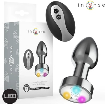 Вибриращ метален анален разширител, LED светлини, 8см. - Intense Plug (D-244718)